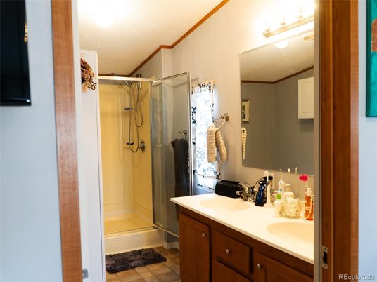 Bathroom, Dual Sink Vanities, Glass Shower, Interior