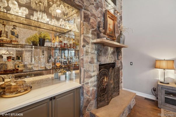 Fireplace, Interior, Stone Walls, Wood Texture Flooring