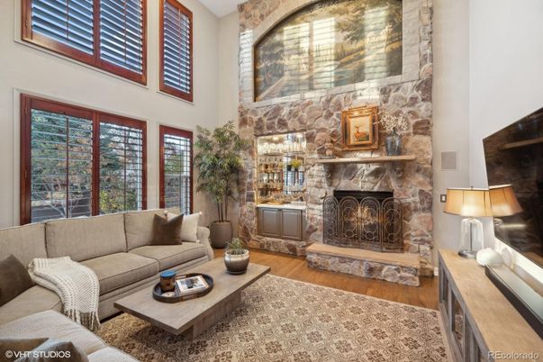 Fireplace, Interior, Living room, Stone Walls, Wood Texture Flooring