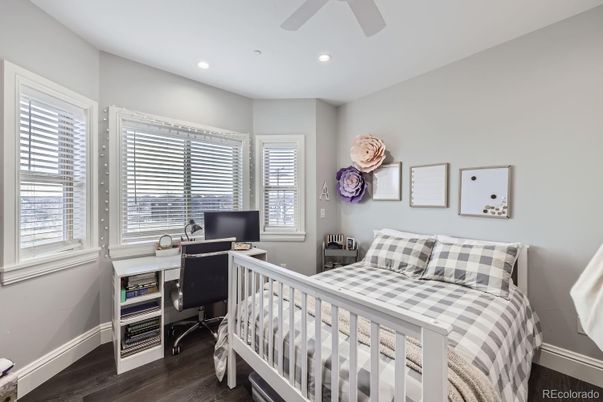 Bedroom, Home Office, Interior, Recessed Lighting, Wood Texture Flooring
