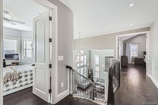 Bedroom, Chandelier, Dining room, Interior, Pendant Lights, Recessed Lighting, Wood Texture Flooring
