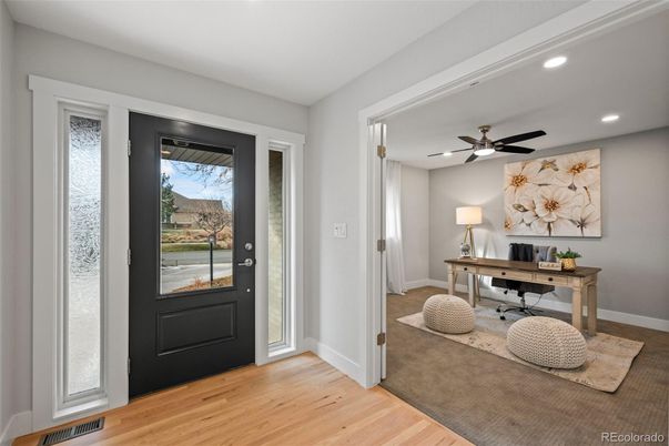 Home Office, Interior, Recessed Lighting, Wood Texture Flooring