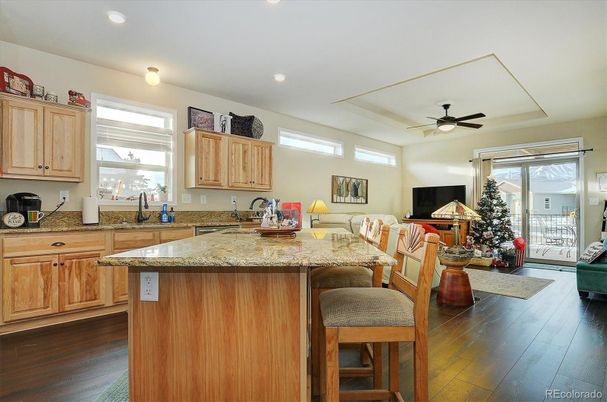 Interior, Kitchen, Living room, Recessed Lighting, Wood Texture Flooring