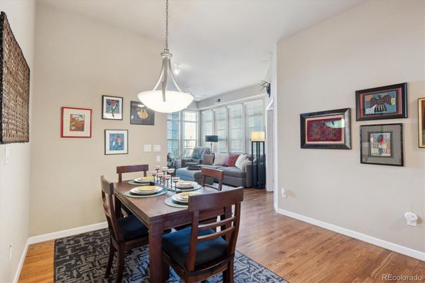 Dining room, Interior, Living room, Pendant Lights, Wood Texture Flooring