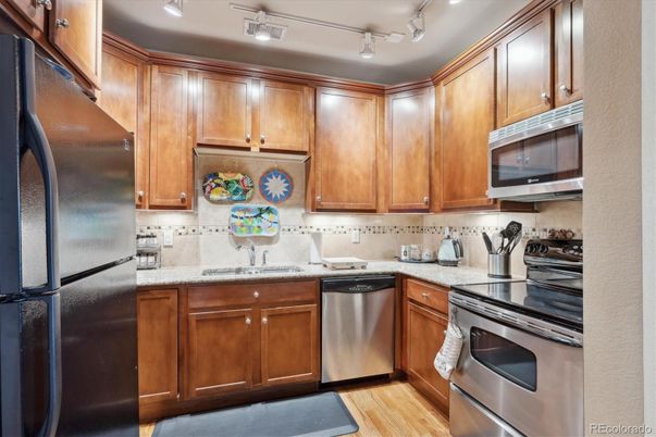 Interior, Kitchen, Stainless Steel Appliances, Wood Texture Flooring