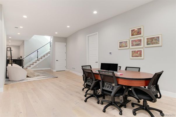 Home Office, Interior, Recessed Lighting, Wood Texture Flooring