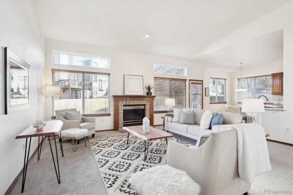 Dining room, Fireplace, Interior, Living room, Pendant Lights, Recessed Lighting