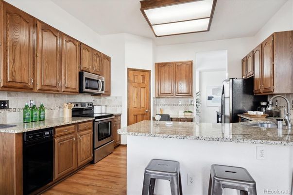 Interior, Kitchen, Stainless Steel Appliances, Wood Texture Flooring