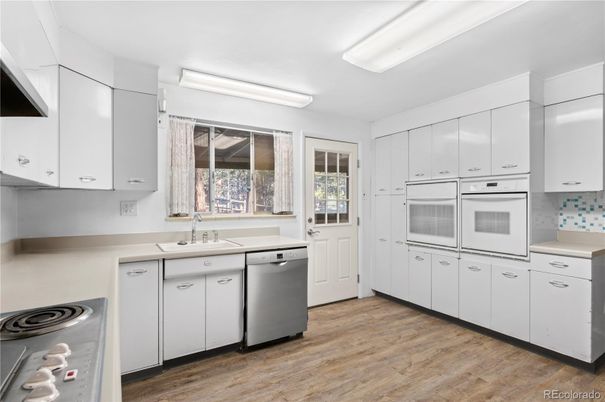 Interior, Kitchen, Stainless Steel Appliances, Wood Texture Flooring