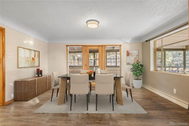 Dining room, Interior, Wood Texture Flooring
