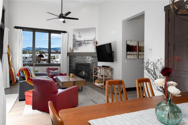 Dining room, Fireplace, Interior, Living room, Wood Texture Flooring