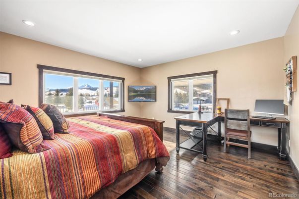 Bedroom, Home Office, Interior, Recessed Lighting, Wood Texture Flooring