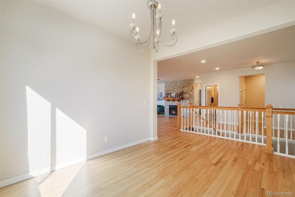 Chandelier, Interior, Recessed Lighting, Stone Walls, Wood Texture Flooring
