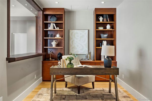 Home Office, Interior, Recessed Lighting, Wood Texture Flooring