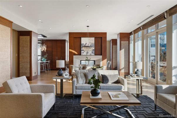 Chandelier, Dining room, Interior, Living room, Pendant Lights, Recessed Lighting, Wood Texture Flooring