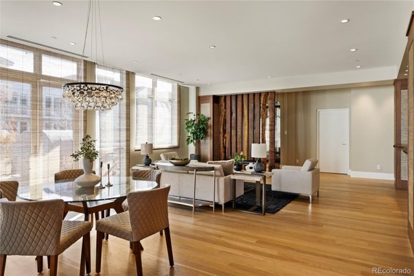 Chandelier, Dining room, Interior, Living room, Pendant Lights, Recessed Lighting, Wood Texture Flooring
