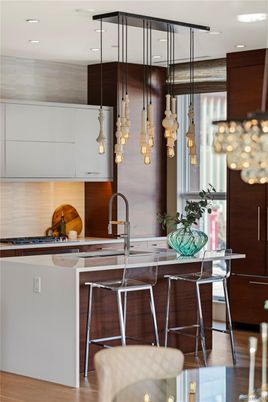 Interior, Kitchen, Pendant Lights, Recessed Lighting, Wood Texture Flooring