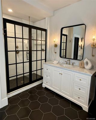 Bathroom, Dual Sink Vanities, Glass Shower, Interior, Recessed Lighting