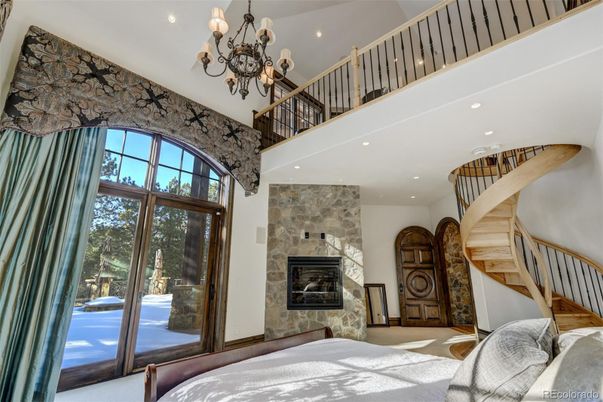 Chandelier, Fireplace, Interior, Recessed Lighting, Stone Walls