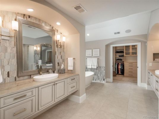 Bathroom, Dual Sink Vanities, Free Standing Baths, Interior, Recessed Lighting, Walk-in Closets