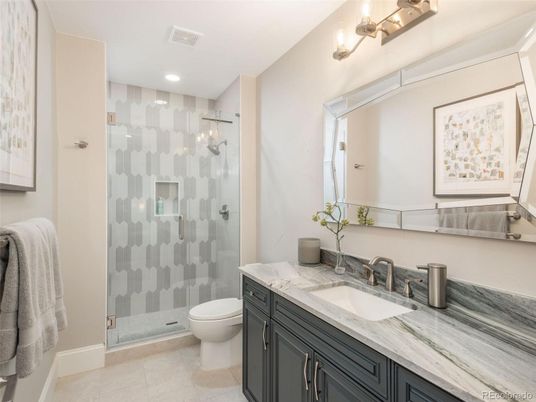 Bathroom, Glass Shower, Interior, Recessed Lighting