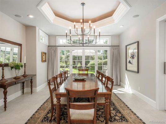Chandelier, Dining room, Interior, Recessed Lighting