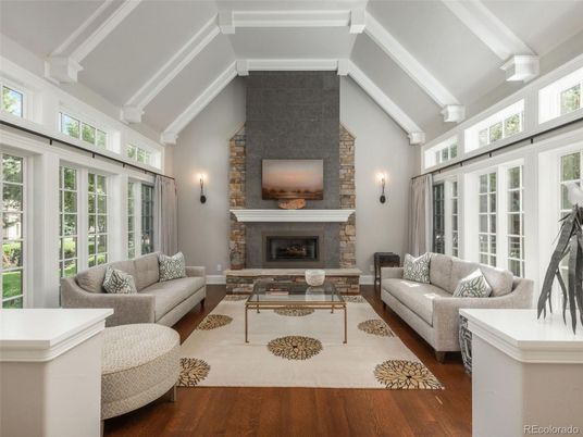 Fireplace, Interior, Living room, Stone Walls, Wood Texture Flooring