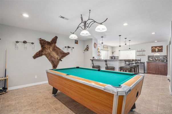 Billiard Table, Game Room, Interior, Kitchen, Pendant Lights, Recessed Lighting