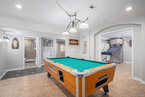 Billiard Table, Game Room, Interior, Pendant Lights, Recessed Lighting