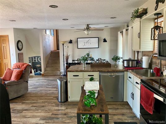 Interior, Kitchen, Recessed Lighting, Wood Texture Flooring