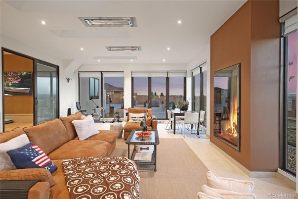 Dining room, Fireplace, Interior, Living room, Recessed Lighting