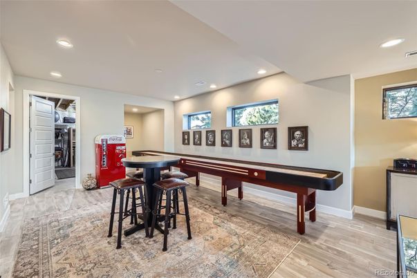 Billiard Table, Game Room, Interior, Recessed Lighting, Wood Texture Flooring
