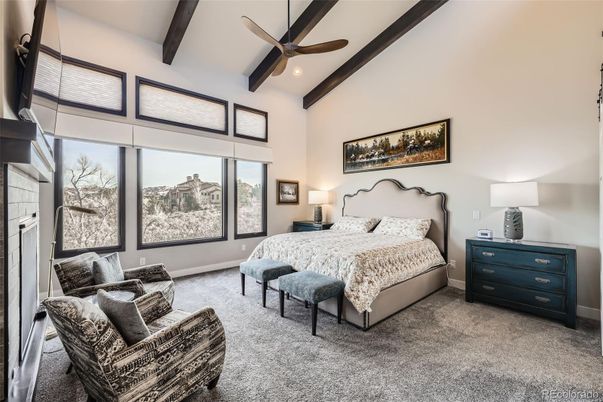 Bedroom, Interior, Recessed Lighting, Wooden Beams