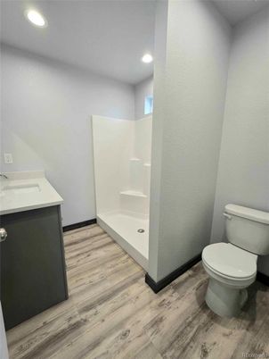 Bathroom, Interior, Recessed Lighting, Wood Texture Flooring