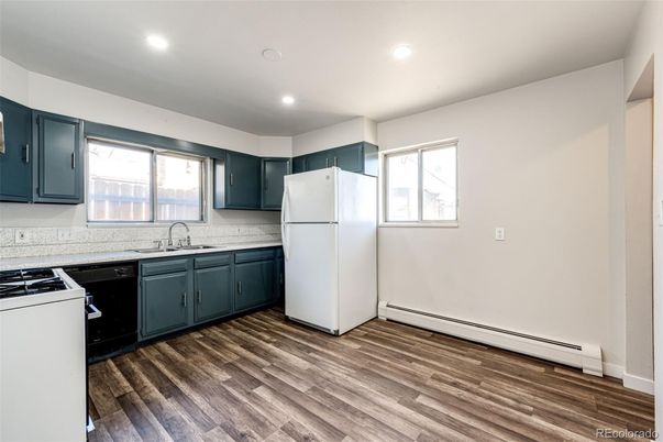 Interior, Kitchen, Recessed Lighting, Wood Texture Flooring