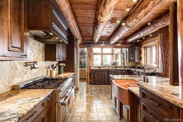 Interior, Kitchen, Recessed Lighting, Stainless Steel Appliances, Wooden Beams, Wooden Ceilings