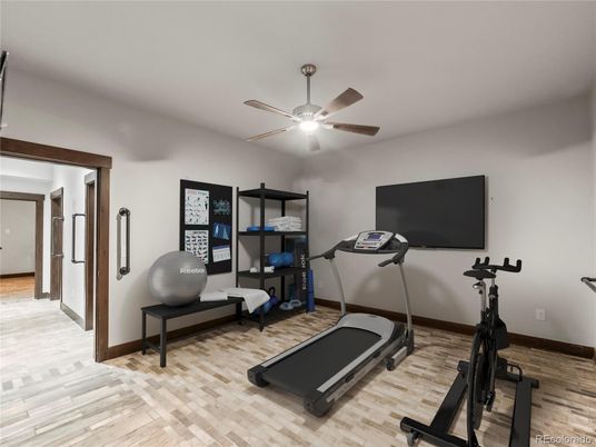 Fitness Equipment, Interior, Wood Texture Flooring