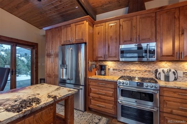 Interior, Kitchen, Recessed Lighting, Stainless Steel Appliances, Wooden Ceilings