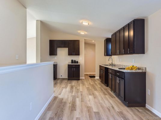 Interior, Kitchen, Recessed Lighting, Wood Texture Flooring