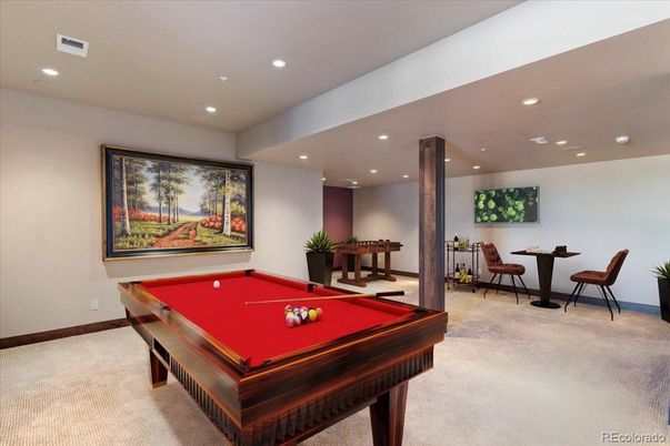 Billiard Table, Game Room, Interior, Recessed Lighting