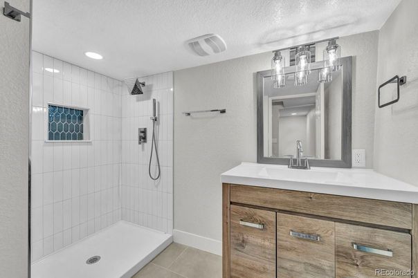 Bathroom, Glass Shower, Interior, Recessed Lighting