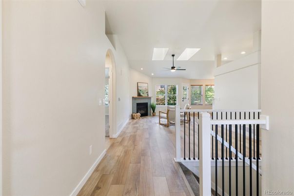 Fireplace, Interior, Recessed Lighting, Wood Texture Flooring