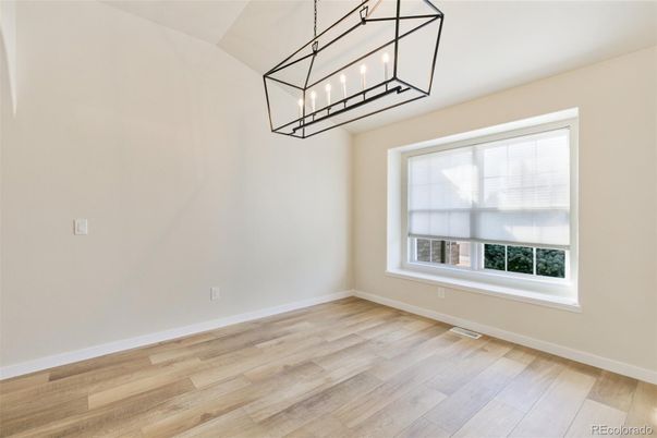 Empty room, Interior, Pendant Lights, Wood Texture Flooring