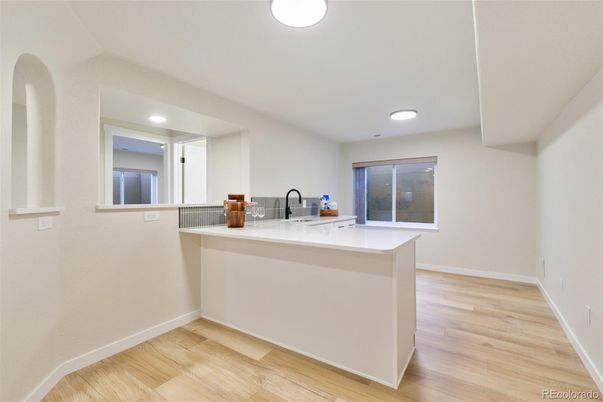Interior, Kitchen, Recessed Lighting, Wood Texture Flooring