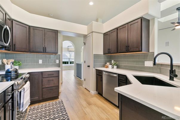 Interior, Kitchen, Recessed Lighting, Wood Texture Flooring