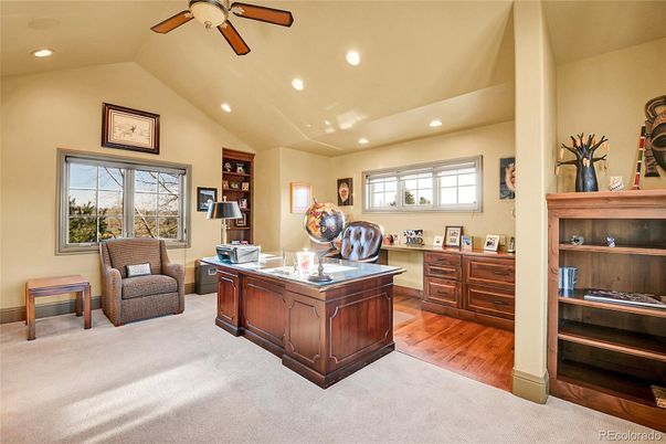 Home Office, Interior, Recessed Lighting, Wood Texture Flooring