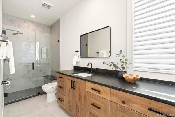 Bathroom, Dual Sink Vanities, Glass Shower, Interior, Recessed Lighting