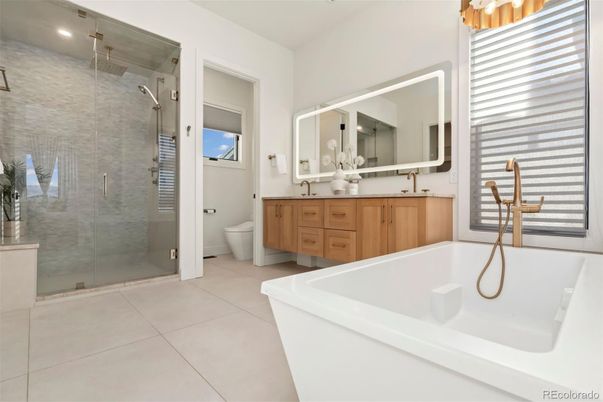 Bathroom, Dual Sink Vanities, Glass Shower, Interior, Recessed Lighting
