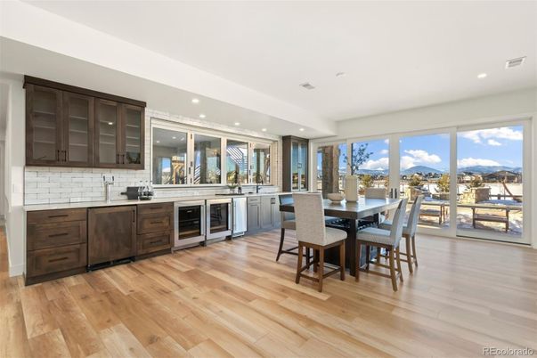 Dining room, Interior, Kitchen, Recessed Lighting, Wood Texture Flooring