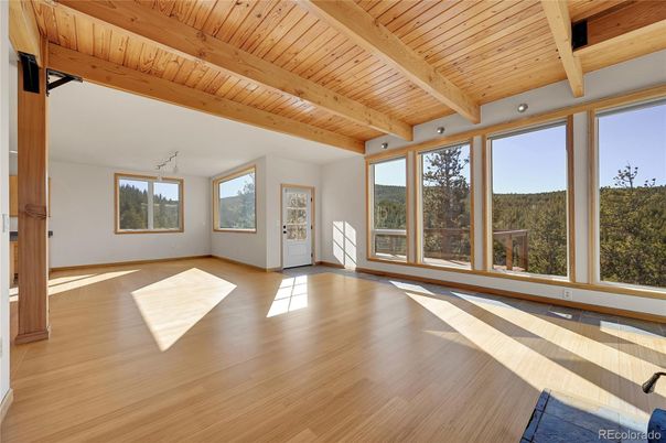 Empty room, Interior, Wooden Beams, Wooden Ceilings, Wood Texture Flooring
